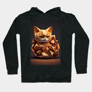 Cute Cat Portrait Paper Art Style Hoodie